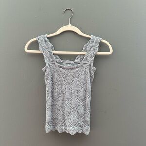 Free People Love Letter Floral Knit Camisole, M/L, baby blue